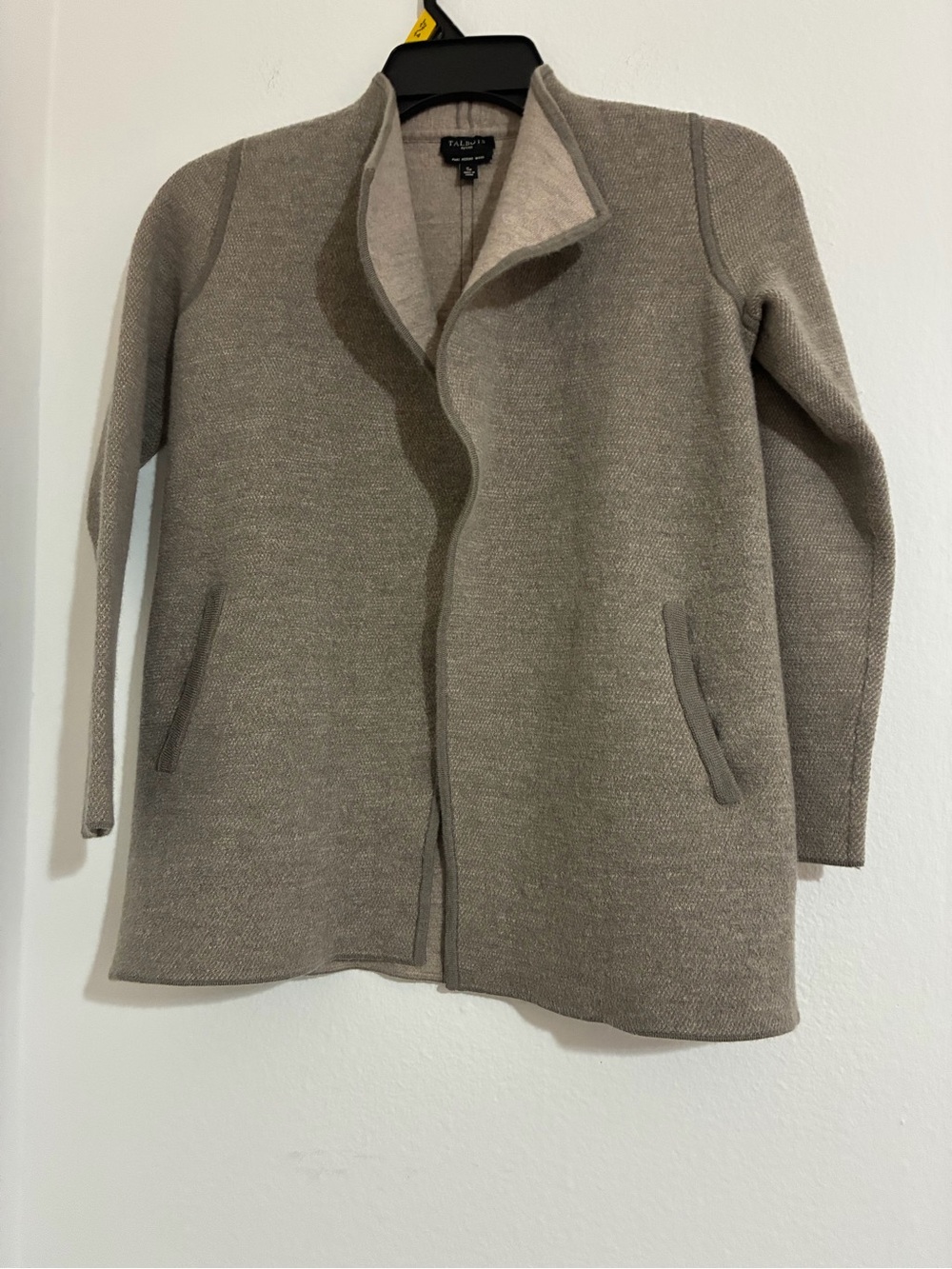 Talbots Taupe Knit Open-Front Trench Coat